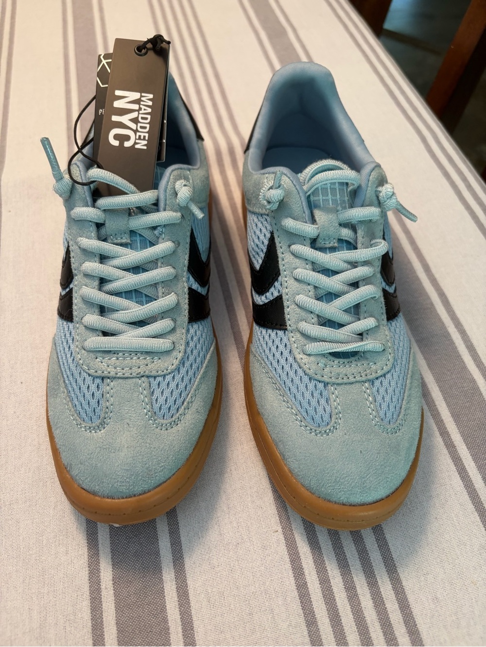 Womans Light Blue Suede & Mesh Sneaker